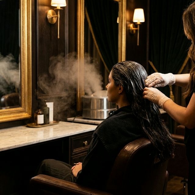 Color cobre intenso sobre cabello largo